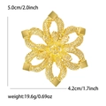 Golden double-layer hollow flower brooch for women, measuring 5.0cm with woven mesh petals - Gold (5377-GD)