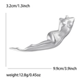 Detailed size chart showing the 9.9cm length and weight of the silver body brooch - Silver
