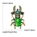 Enamel beetle brooch in gold alloy with green rhinestones and size dimensions - Antique Gold Green