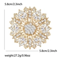 Elegant gold flower brooch with white crystals measuring 5.8cm for women coats - Gold (5393-GD)
