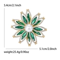 Grüne Sonnenblumen-Brosche mit Strasssteinen und Perle in goldener Legierung - KC Gold Grün