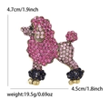 Spilla barboncino con strass rosa e lega dorata per abiti, misura 4,7cm x 4,5cm - Rosa