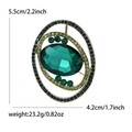Vintage gold brooch with dark green crystals measuring 5.5cm by 4.2cm for women - 5365-GN / Green