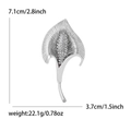 Silver calla lily brooch with white crystals and dimensions of 7.1cm height and 3.7cm width - Silver