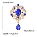 Dimensioni dettagliate della spilla in cristallo blu con placcatura in oro - Gancio in Oro KC (5449-BL) / Blu