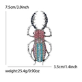 Detaillierte Hirschkäfer Brosche in Silberoptik mit bunten Strasssteinen und 7,5cm Größe - Käferform (MM-BR-5372-MX) / Antiksilber Mehrfarbig
