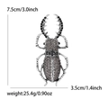 Detaillierte Käfer-Brosche in Altsilber-Optik mit dunklen Strasssteinen und Maßen - Käferform (MM-BR-5372-GY) / Antiksilber Grau