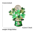 Broche chapeau vert de la Saint-Patrick avec trèfles, dimensions 5,5cm x 4,2cm - Or KC Vert