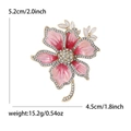 Elegant gold flower brooch with pink enamel petals and sparkling crystal accents - Pink