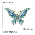 Vista detallada del broche de mariposa de cristal de lujo de 7,0cm de ancho y 4,9cm - Oro Antiguo Azul Lago