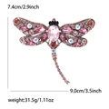 Detailed dimensions of the vintage rhinestone dragonfly brooch with size and weight info - Antique KC Pink