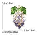 Broche raisin tendance avec strass violets et feuilles vertes sur fond blanc pur - Or KC Violet Mixte