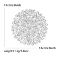 Silberne Sonnenblumen-Brosche mit Strasssteinen, 7,1cm Durchmesser Blumen-Anstecknadel - Silber