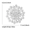 Silver sunflower brooch with rhinestones measuring 7.1cm by 6.2cm and weighing 30g - Silver