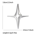 Polished silver star brooch details showing dimensions 5.8cm height and 4.9cm width - Silver