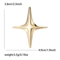 Minimalist gold-polished four-point star brooch with 5.8cm height and mirror finish - Gold