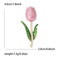 Detailed dimensions of pink tulip enamel brooch with dimensions 4.6cm by 2.0cm and 7.3g weight - Pink