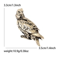 Golden bird brooch with feather texture details and precise size measurements - Gold