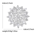Silberne Sonnenblumen-Brosche mit Strasssteinen, 6,8 cm Durchmesser, für Abendkleider - Silber