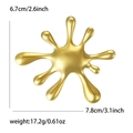 Unique gold stainless steel splash starburst brooch with dimensions and weight specs - Gold