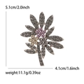 Florale Kokospalmen-Brosche mit bunten Strasssteinen in Rosa und Champagner-Silber - Kaffeegold