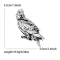 Vintage silver eagle bird brooch pin with detailed feathers and size measurements - Silver
