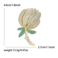 Eleganter Tulpen-Brosche mit Strass und grünen Steinen, Maße 4,6 cm x 2,7 cm - Gold