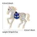 Lussuosa spilla a forma di cavallo oro con strass e smalto blu da 6,5 cm - Forma di Stallone / Blu