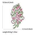 Spécifications de taille de broche fleur en cristal avec pierres roses et vertes - Rose Clair + Vert Fruit (0086)