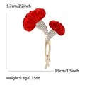 Eleganter Nelken-Brosche mit rotem Emaille und goldener Legierung und Kristallen - Rot