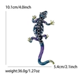 Eidechsen-Emaille-Brosche mit bunten Kristall-Strasssteinen und Maßen für den Anzug - KC Gold Haken (Blau 5473-BL) / Blau