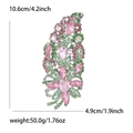 Détails de la grande broche en cristal avec dimensions de 10,6 cm par 4,9 cm - Rose Clair + Vert Fruit (0955)