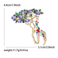 Bunte Emaille Giraffen- und Baum-Brosche mit lila Steinen und grünen Kristallen - Bunt