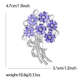 Elegant purple hydrangea flower brooch with crystals and dimensions in silver finish - Purple (5271)
