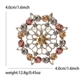Exquisite golden rhinestone sunflower brooch with colorful crystals measuring 4.0cm - Coffee Gold