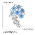 Elegant blue enamel hydrangea brooch with rhinestones and orange gems, 4.7cm height - Blue (5271)