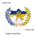 Spilla mappa dell'Ucraina in smalto blu e giallo con emblema tridente e cristalli - Oro-Blu Sinistra Giallo Destra