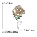 Elegante goudkleurige roos broche met gekleurde strass en witte parel details - Goud-Bruin (5495-BR)