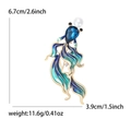 Blue enamel goldfish brooch with crystals and pearl measurements shown in inches - Blue
