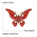 Detalles de tamaño y peso del broche de mariposa de cristal rojo en aleación dorada - Oro Antiguo Rojo