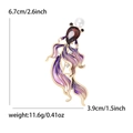 Gold-tone goldfish enamel brooch with purple finish and red crystal teardrop stone - Purple
