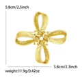 Spilla a fiocco vintage in lega dorata con trama spazzolata per uomo e donna 5,8 cm - Oro