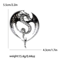 Spilla drago argento con ali in smalto nero, misura 5,5cm di altezza e 4,3cm di larghezza - Argento