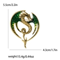 Spilla a drago dorato con ali in smalto verde e giallo, misure 5,5 cm e peso - Verde