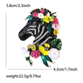 Exquisite Zebra Pferdekopf Brosche mit bunten Emaille Blumen und Kristallen für Anzüge - KC Gold-Mehrfarbig