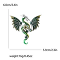 Broche de dragón mecánico con esmalte verde y diseño de ojo para traje, 6,0 cm - Verde