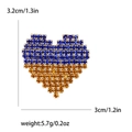 Spilla a cuore con strass blu e arancioni in metallo dorato, altezza 3,2 cm e larghezza 3 cm - Stile Cuore Blu E Giallo (MM-BR-2175)