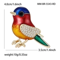 Kleurrijke vogelspeld van goudlegering met emaille afwerking en fonkelende kristallen - Rode Stijl (MM-BR-5543-RD)