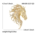 Exquisite golden alloy horse head brooch with detailed mane carving for suits and coats - Gold