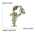 Retro Katzen-Brosche mit bernsteinfarbenem Edelstein und Vogelkäfig-Detail in Altgold - Antik Bronze Gold (5395-GD)